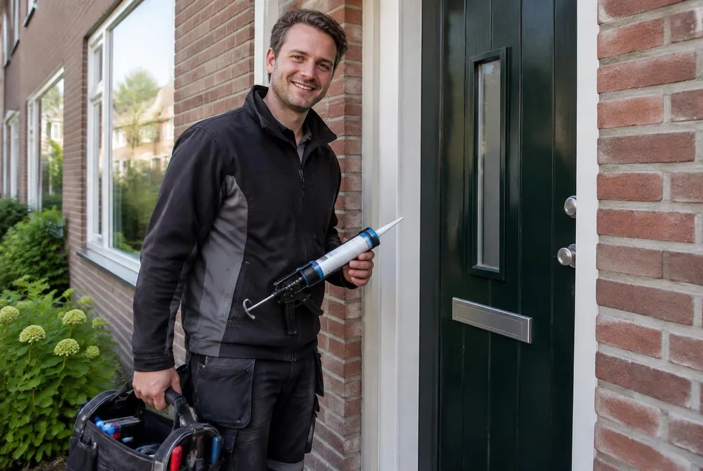 Vakman van Kitbedrijf Alkmaar bij de voordeur van een woning